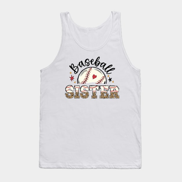 Baseball Sister Leopard Pattern Graphic Gift Tank Top by CreativeSalek